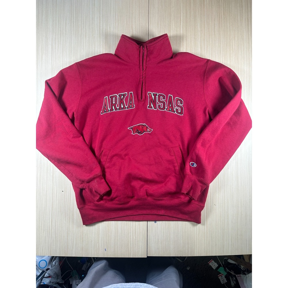 Vintage Champion Arkansas Razorbacks Football Team Sweatshirt Mens Large Red
